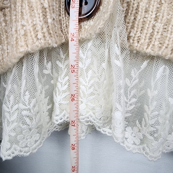 POL Cable Knit Lace Trim Button Up Sweater SIZE Small - Picture 6 of 6